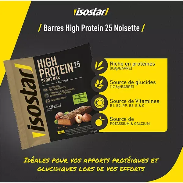Barra de proteína Isostar High Protein 25 Sport sabor avelã, 3 unidades