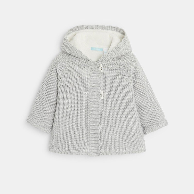 Manteau-pull tricot irisé fourré gris bébé fille Gris ou noir