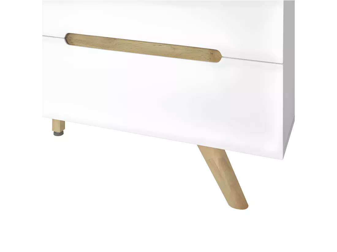 Commode 6 tiroirs panneaux de fibres blanc et bois KOTA