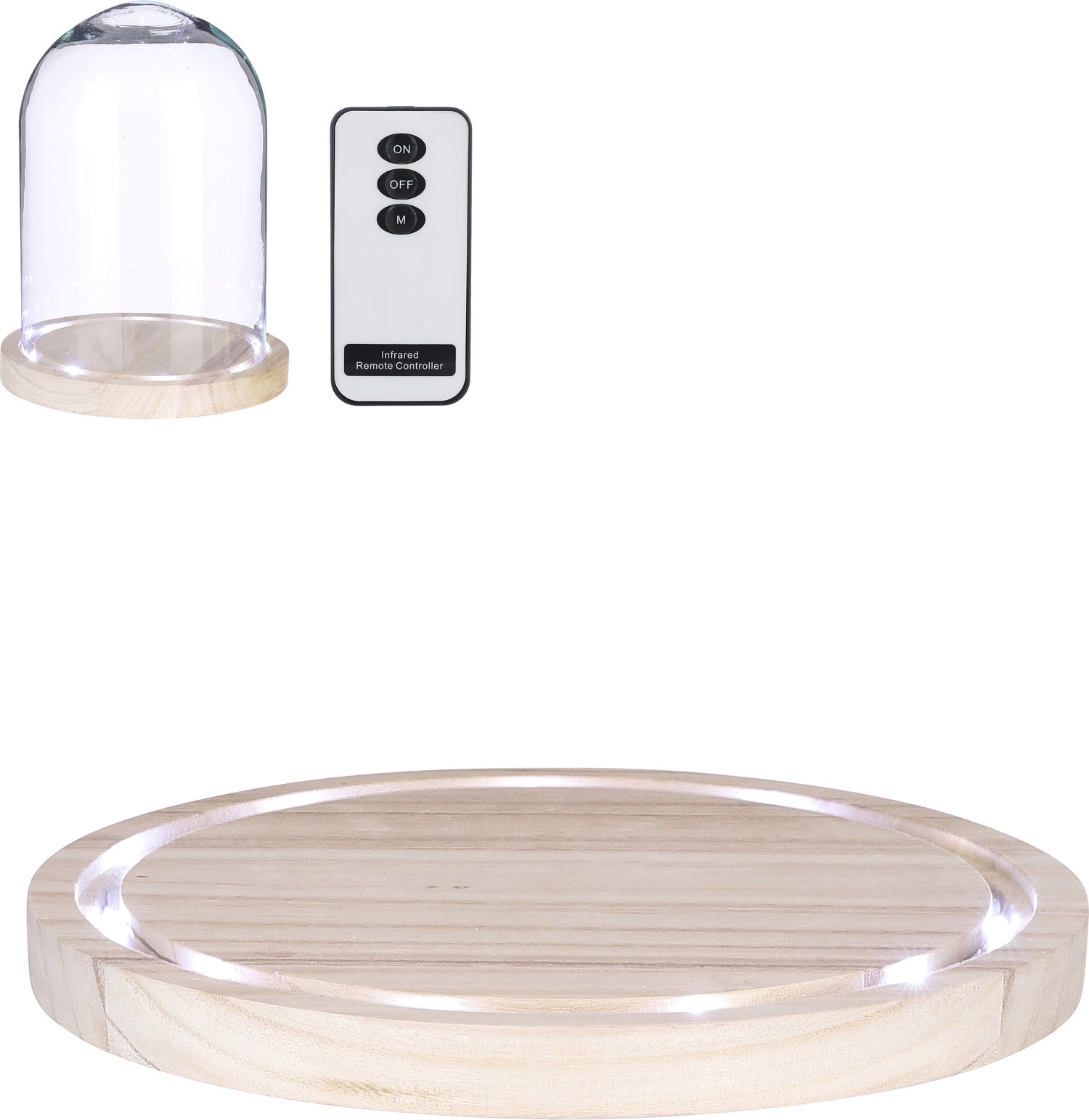 Mica Decorations onderzetter voor stolp D 24 H 2 cm met 11 lampjes wit