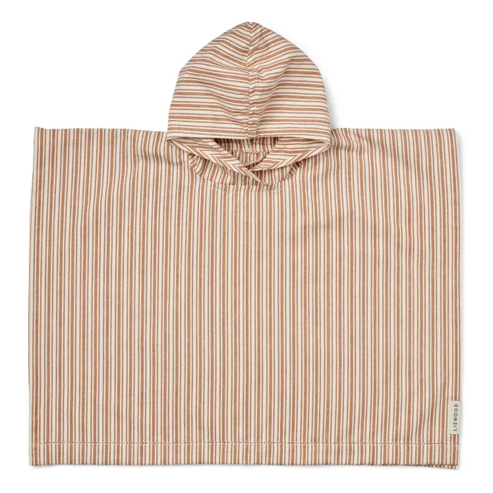 Liewood Poncho Roomie en coton bio | Stripe Tuscany rose/Creme de la creme