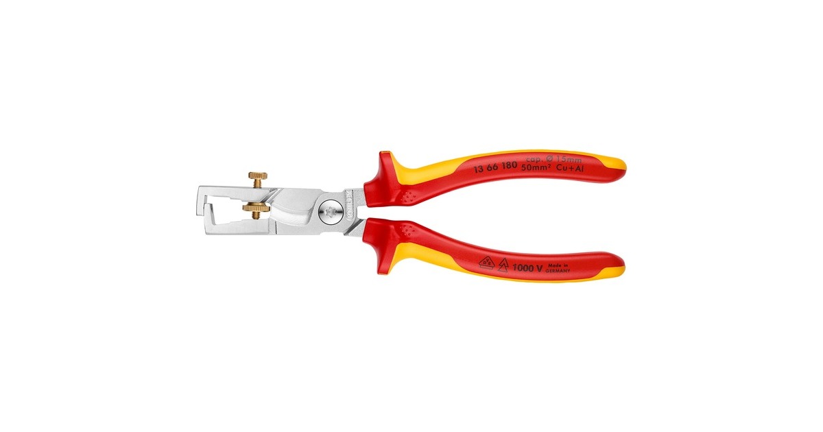 KNIPEXStriptang StriX 13 66 180 VDE  (Rood/geel, Lengte 180mm, met kartelschroef)