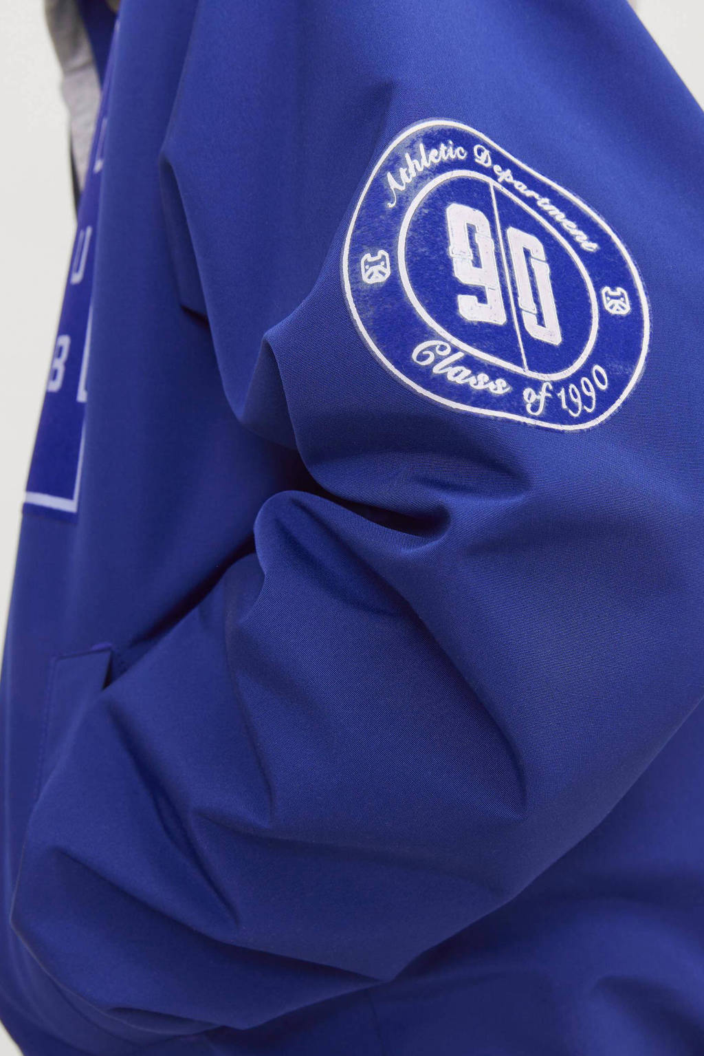 JACK & JONES bomberjack zomer JORECOLE met printopdruk en 3D applicatie donkerblauw/blauw