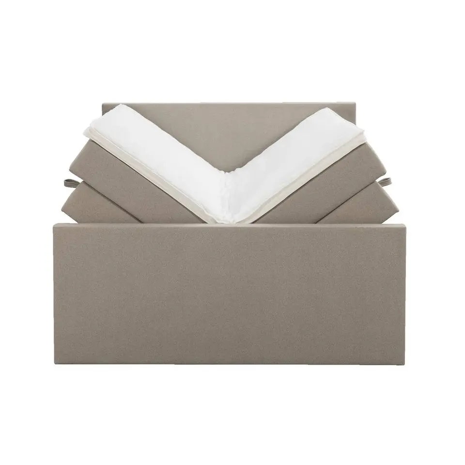 Boxspring met opbergruimte en voetbord Liv egaal - beige - 140x200cm