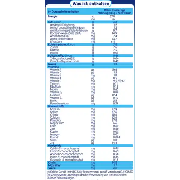 Probalance Folgemilch 2, nach dem 6. Monat