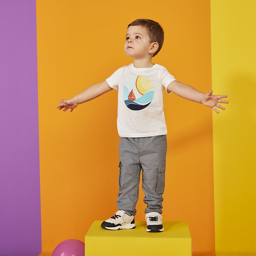 T-shirt manches courtes print fantaisie pour bébé garçon - Ecru