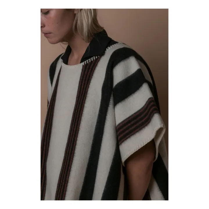 La Méricaine Poncho Long Blackfeet Laine Recyclée | Ecru