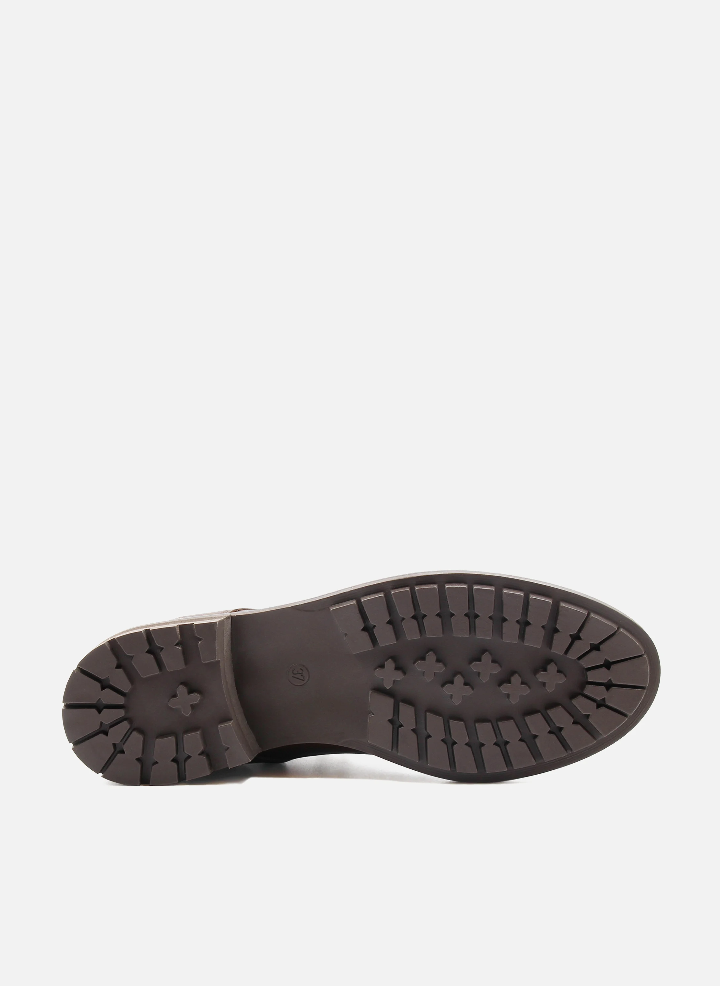 Bottines plates à lacet cuir lisse | Marron