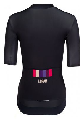 Maillot Manches courtes Femme LeBram Aubisque Noir Ciel Coupe Ajustée