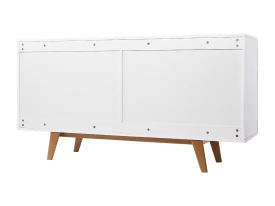 Commode scandinave finition blanc brillant laqué 6 tiroirs L160 cm MELKA