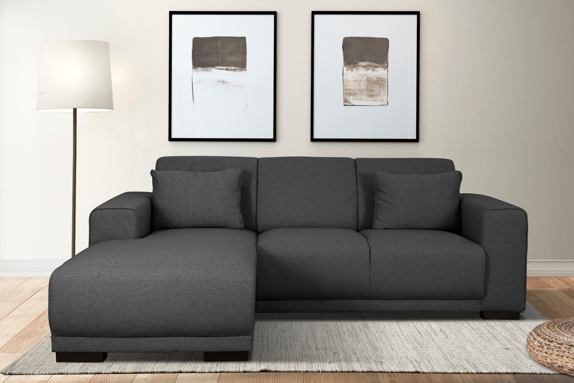 Home affaire Ecksofa »BORNHOLM L-Form mit Recamiere, Masse B/T/H: 234/162/85 cm« Recamiere links oder rechts bestellbar, Wellenfederung, inkl. 2 Kissen