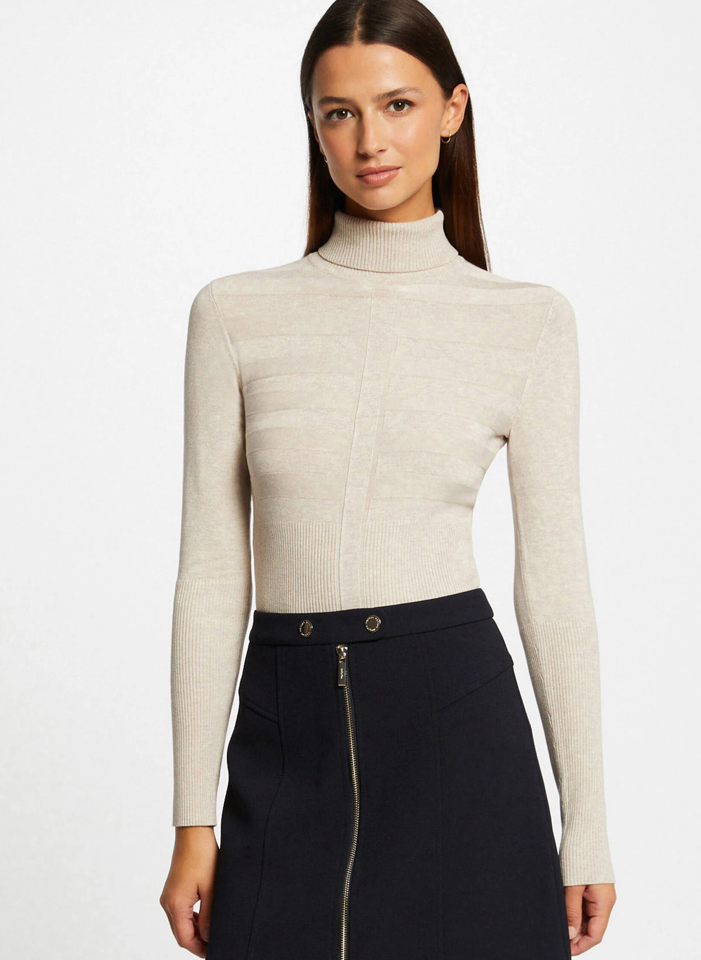 Pull col roulé | Beige