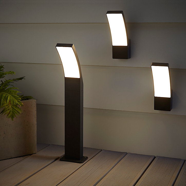 Applique murale murale extérieure LED intégrée Gambell 800lm IP44 12.5W Blanc chaud 24x16cm Blooma Gris anthracite