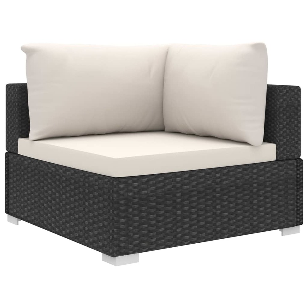 Salon de jardin meuble d'extérieur ensemble de mobilier 6 pièces avec coussins résine tressée noir