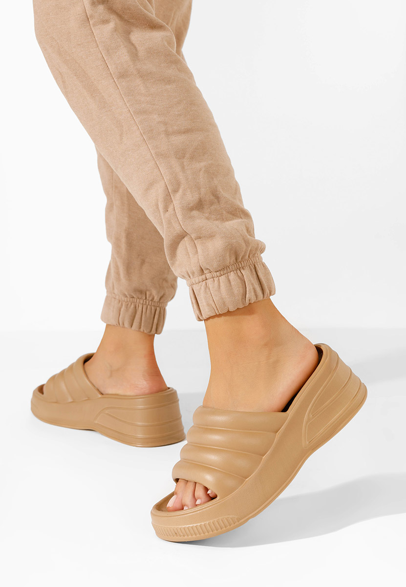 Mules à plateforme kaki Etana