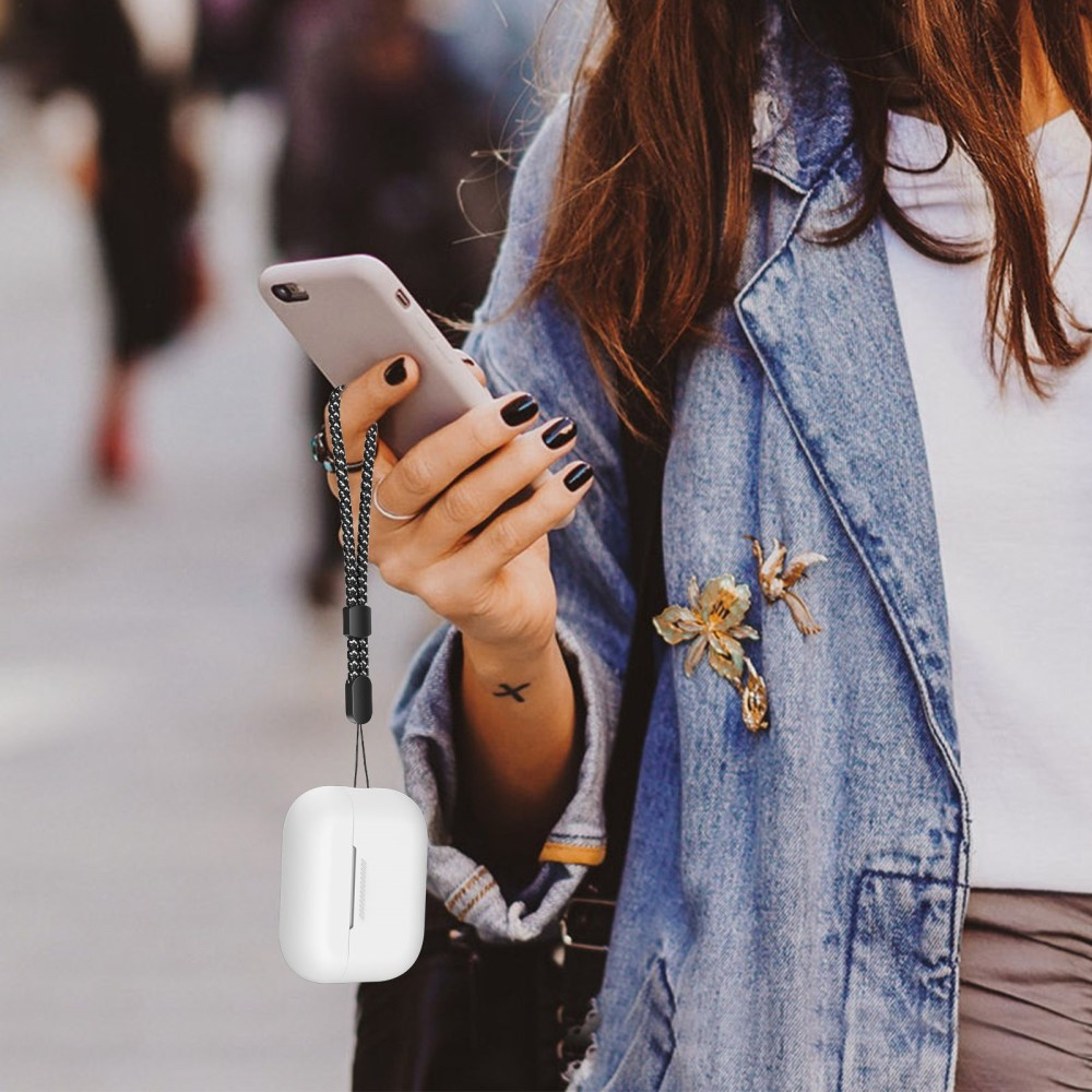 AirPods Pro 2 / AirPods Pro Silikon Schutzhülle Abdeckung mit Handschlaufe - Weiss