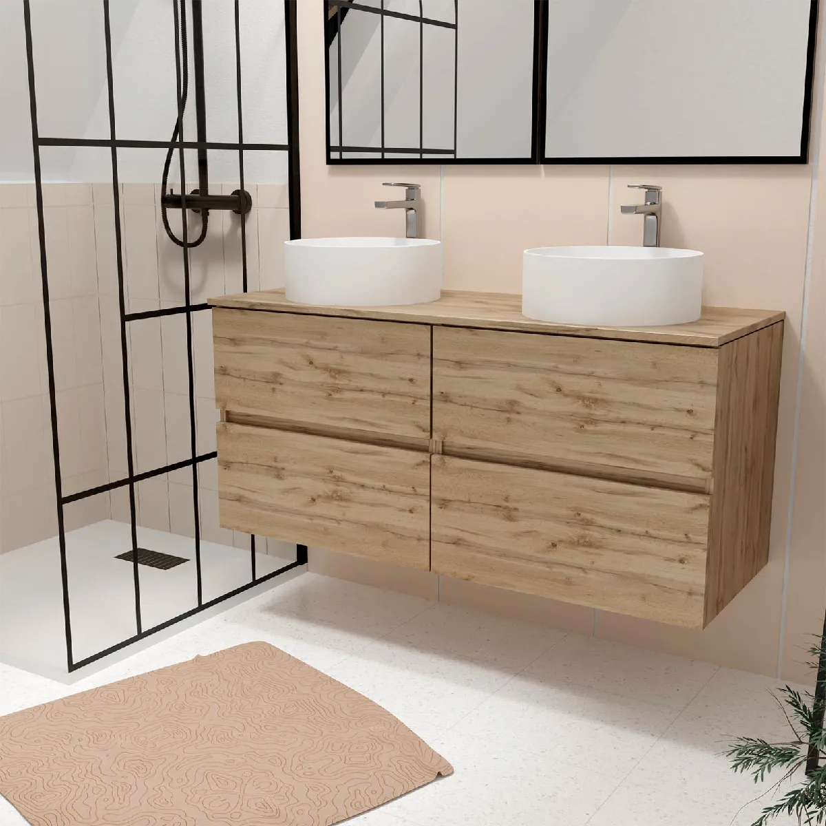 AURLANE Timber Meuble Salle de Bain - Chêne Naturel
