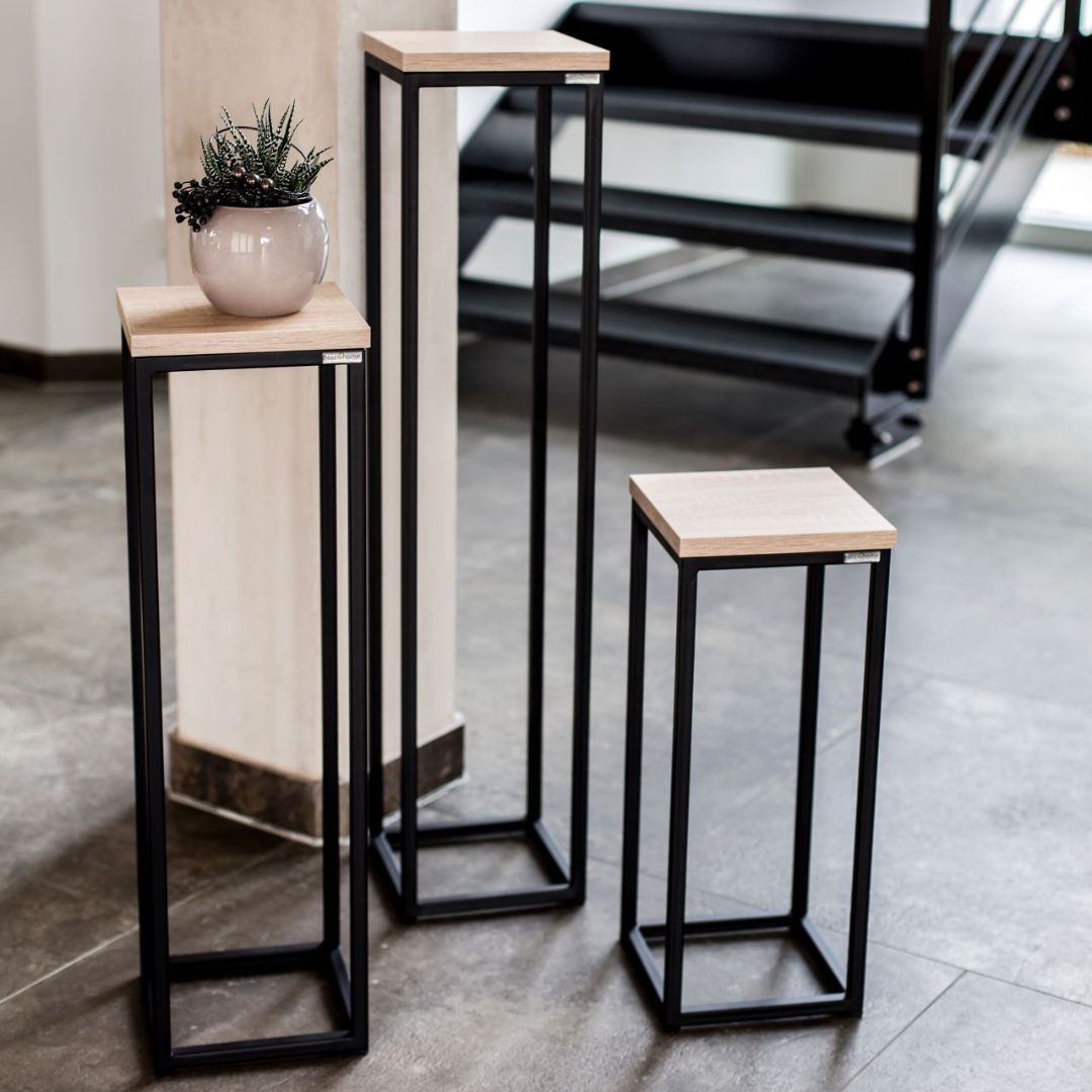 holz4home® Blumenständer | Dekoständer Sonoma Eiche | 50 cm