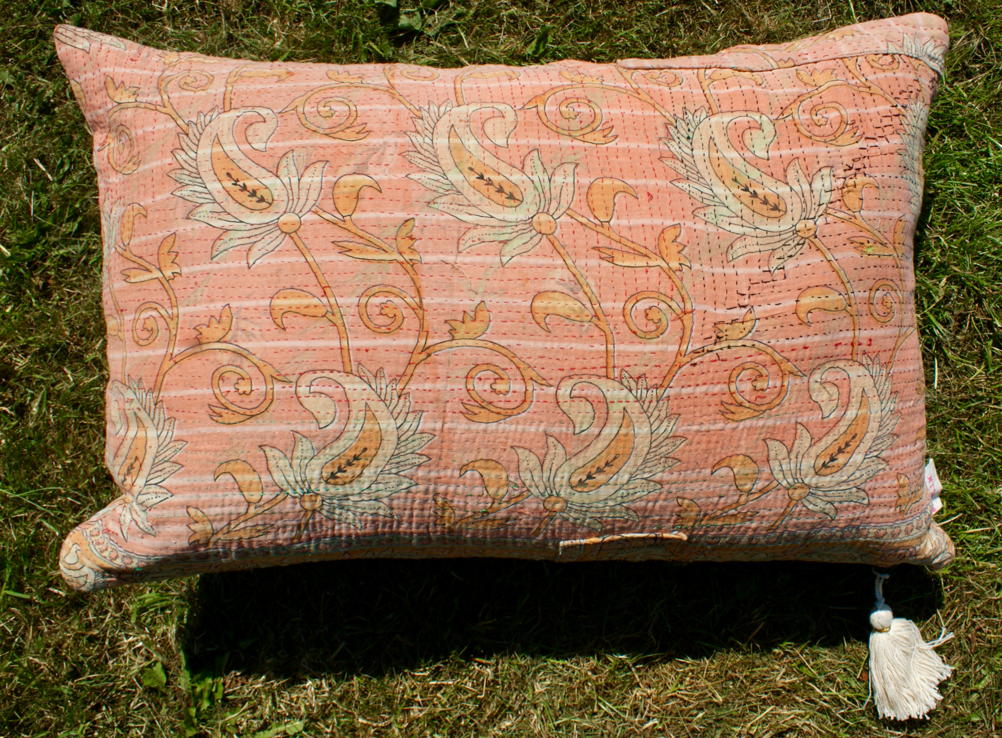 Kussen Kantha vintage 50x70 cm orange pink pastel