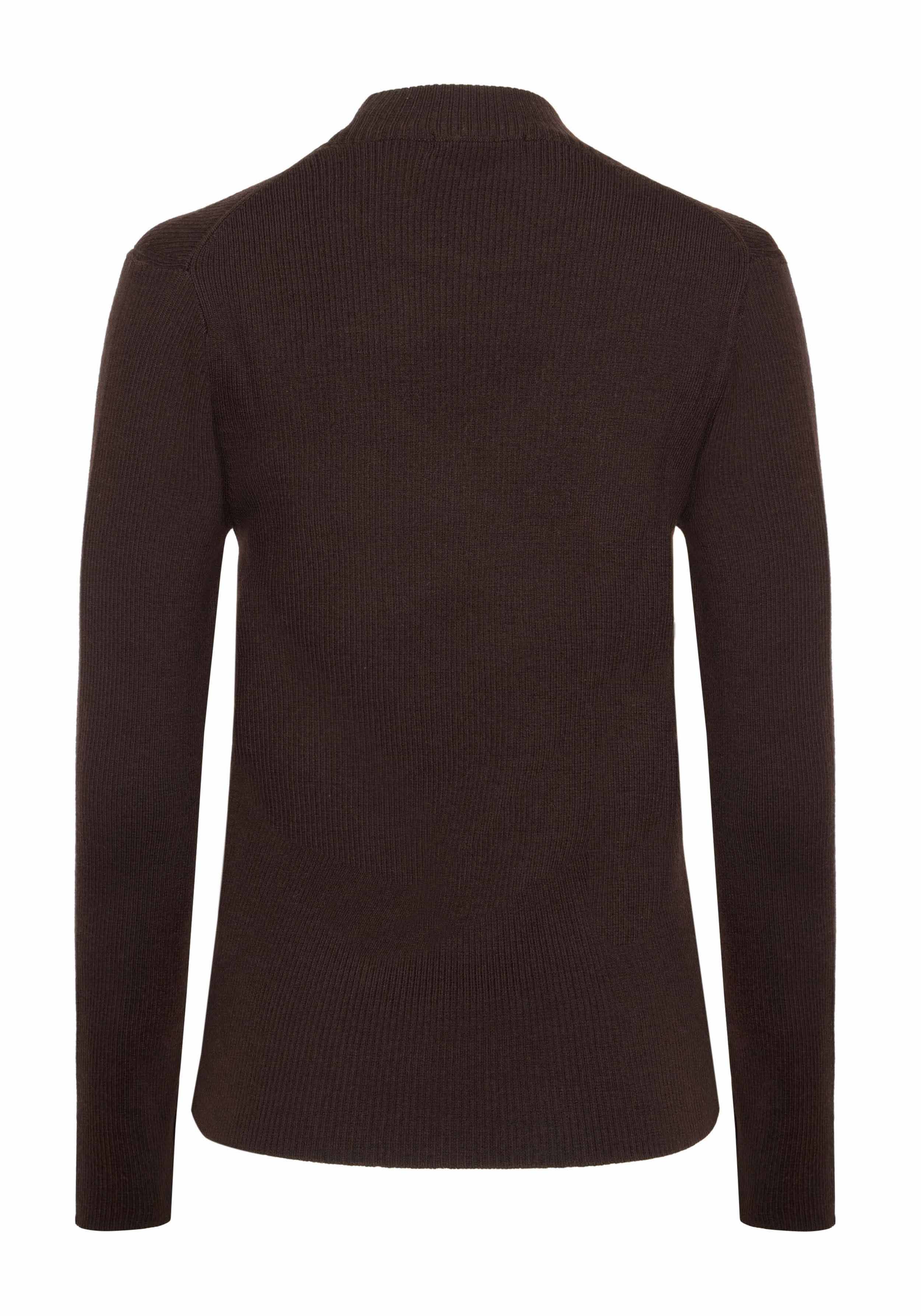 Knowledge Cotton Apparel Strickpullover Merino Rib Knit Chocolate Torte