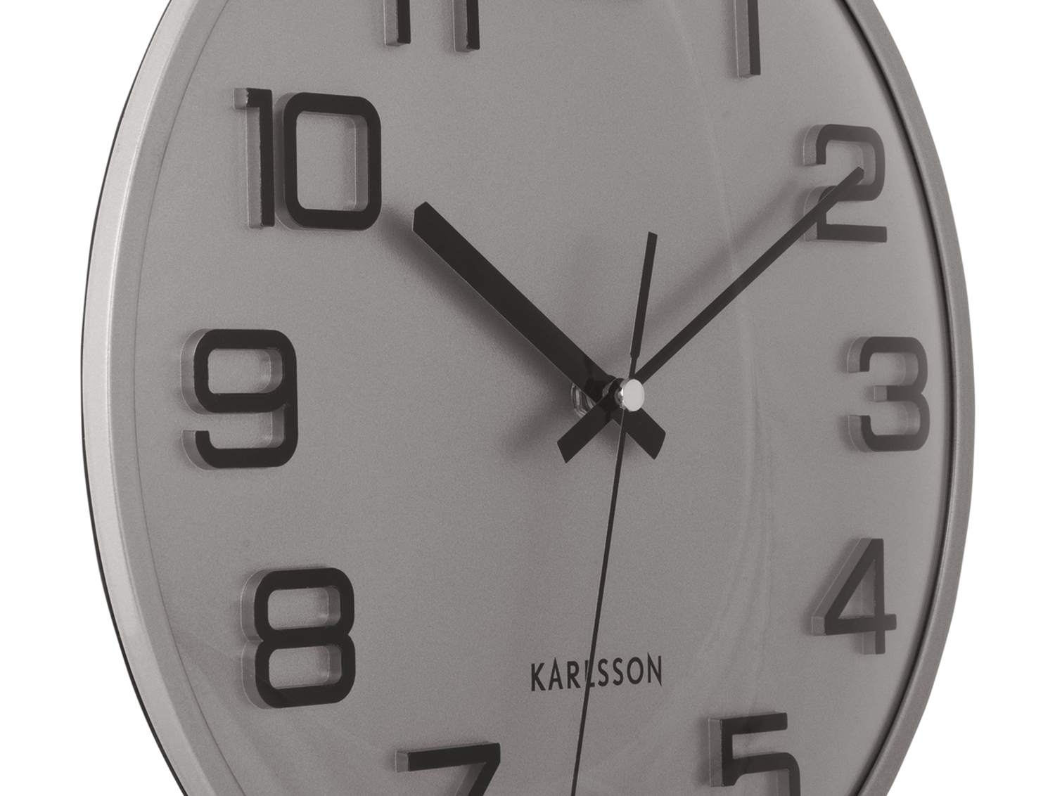 Wall clock 3D Numbers silver w. black
