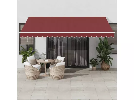 Auvent manuel rétractable avec LED bordeaux 450x300 cm