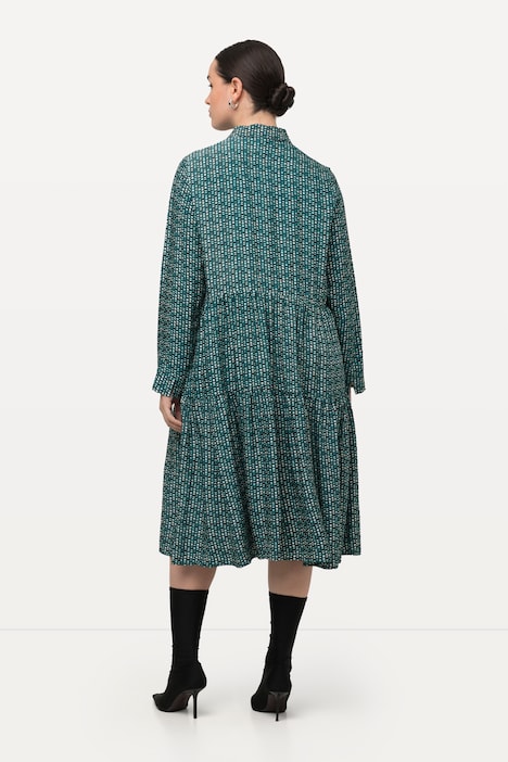 Hemdblusen-Maxikleid, Volantsaum, Hemdkragen, Langarm