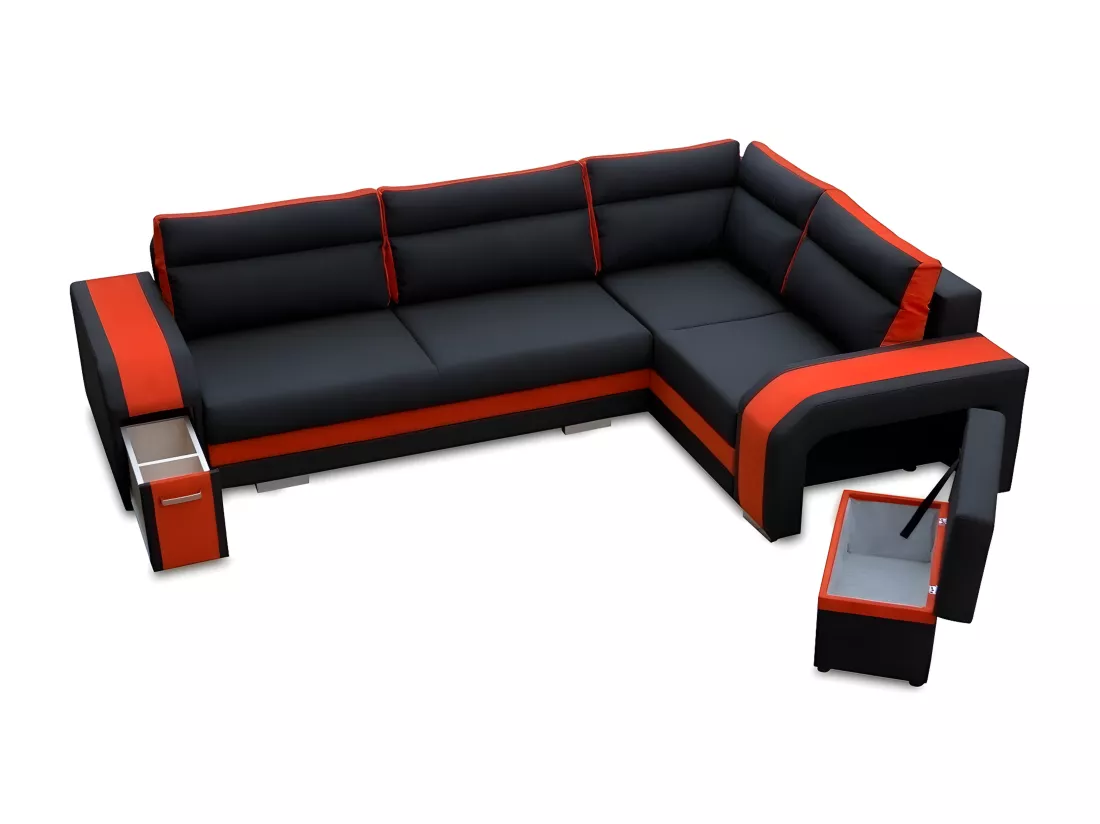 Canapé d'angle Kingsport 100, Gris, Fonction de couchage, Boîte de literie, 300x200x90cm