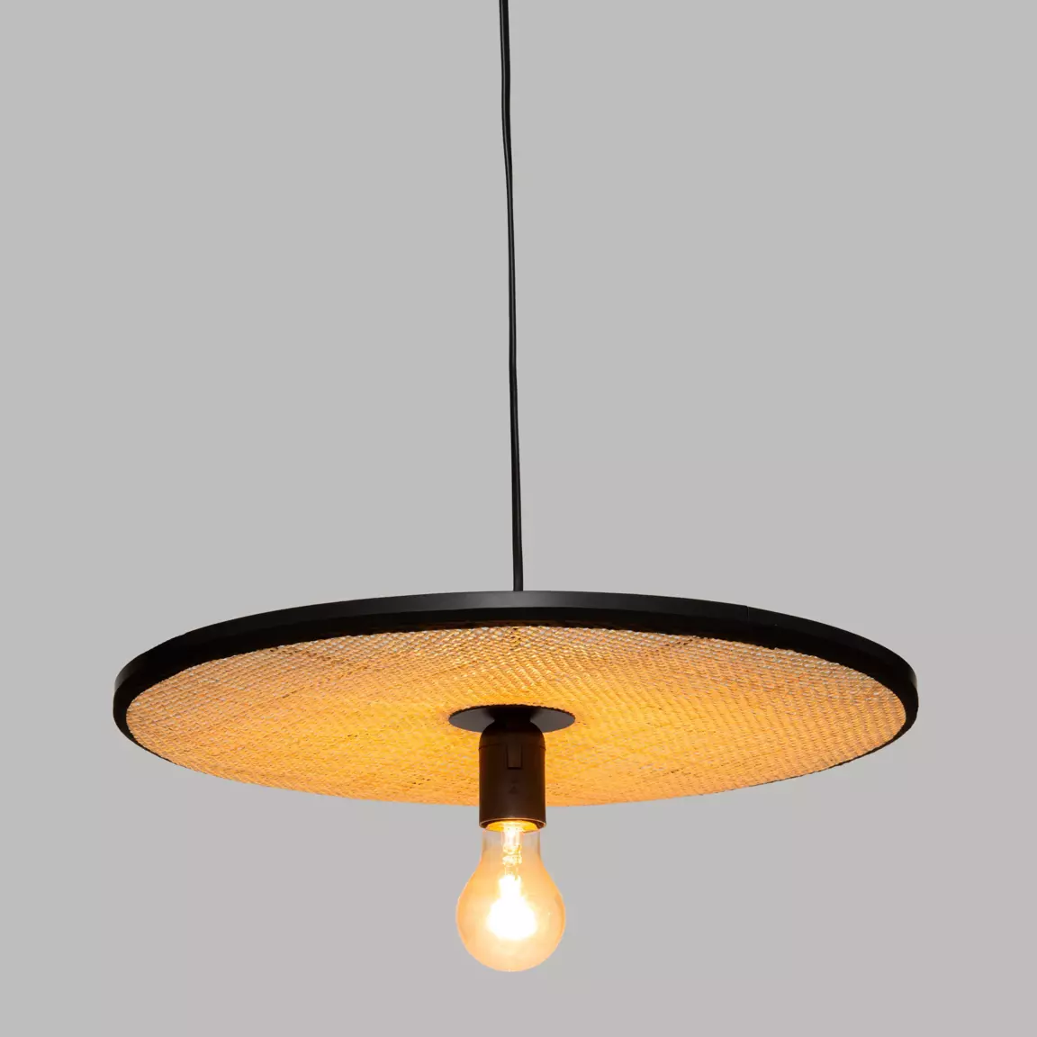 Suspension lumineuse en rotin (D44,5 cm) Olme Beige