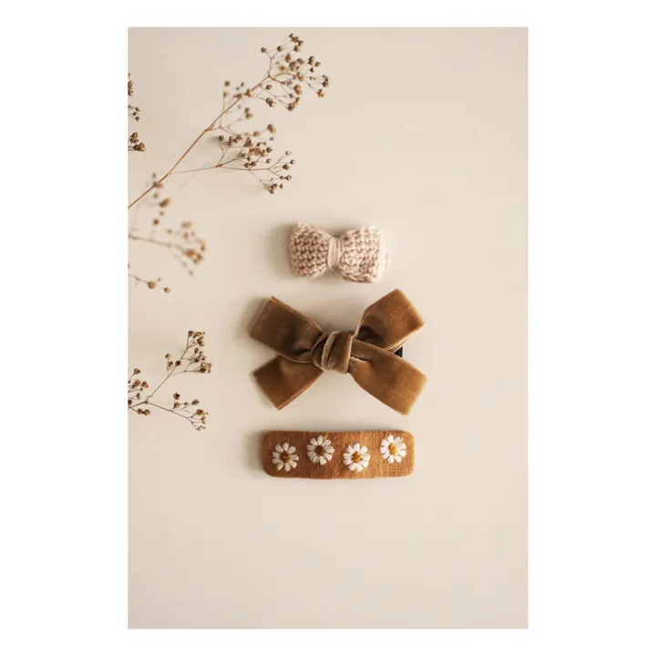 Gentil Coquelicot Barettes Beige - Set de 3