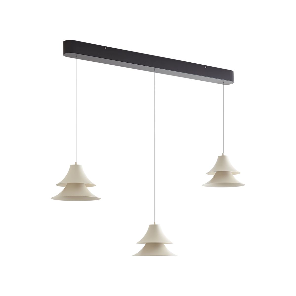 Hanglamp zwart met beige incl. LED 3-staps dimbaar 3-lichts easylift - Witch