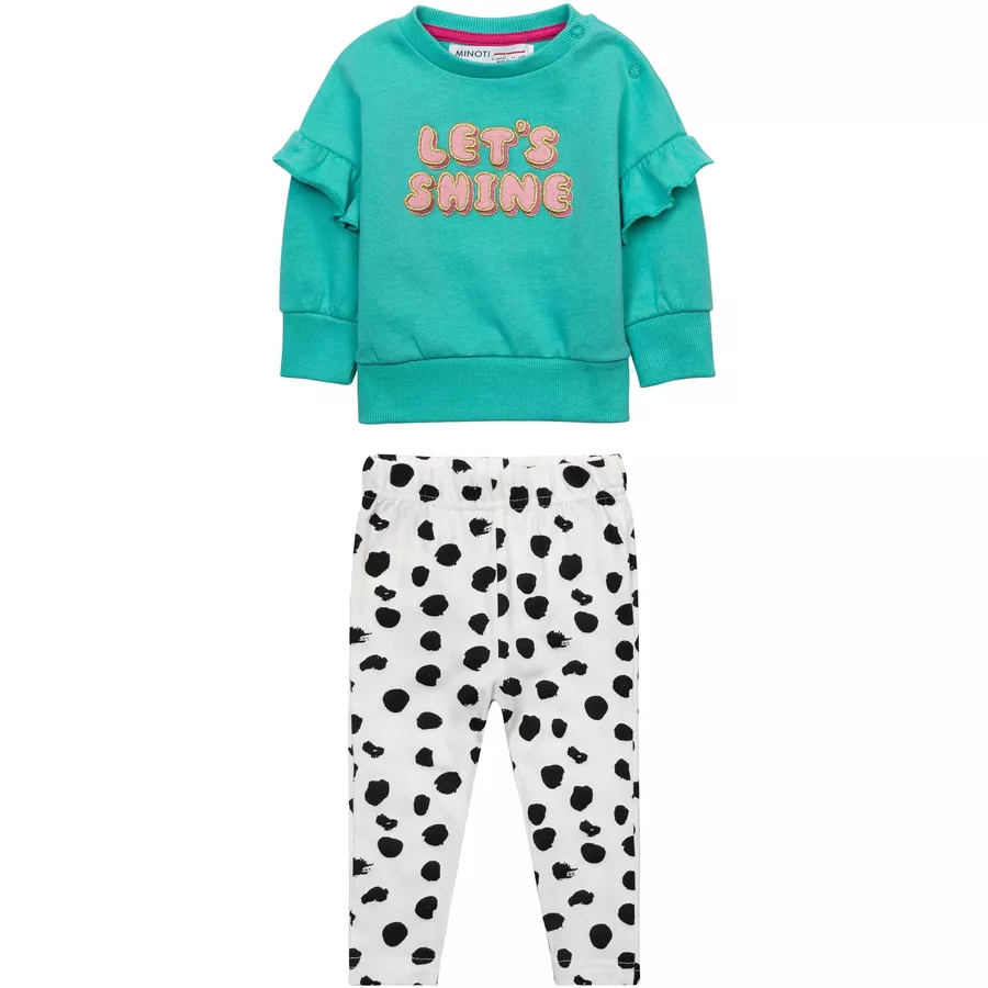 MINOTI Sweatshirt und Leggings im Set GrünCremeweiß