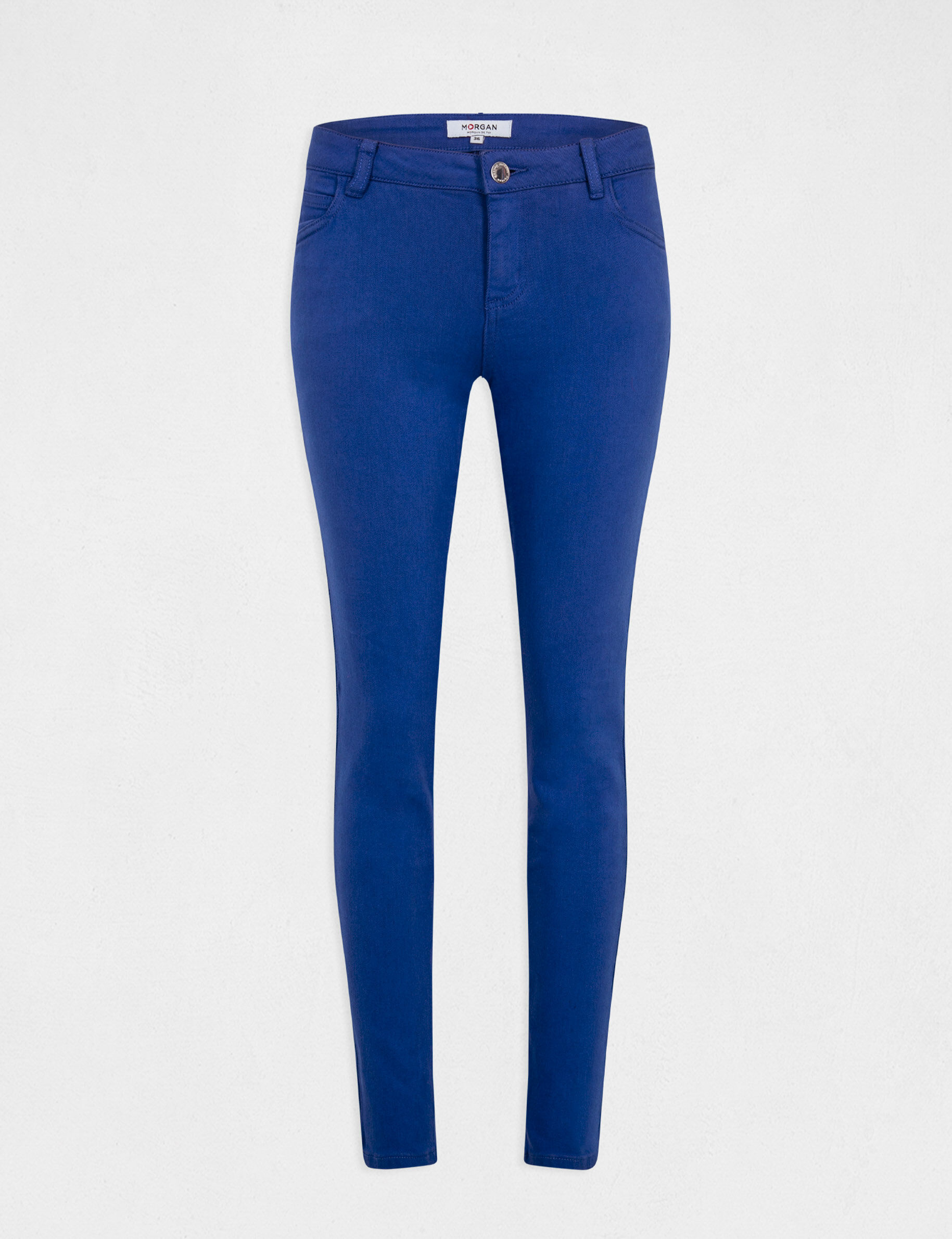 Pantalon skinny taille basse bleu moyen femme - bleu_moyen