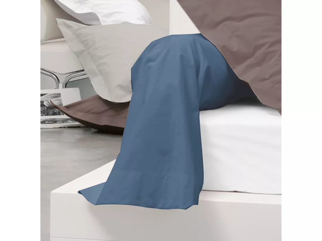 Taie de traversin uni 185X43 cm coton ALTO bleu Jean
