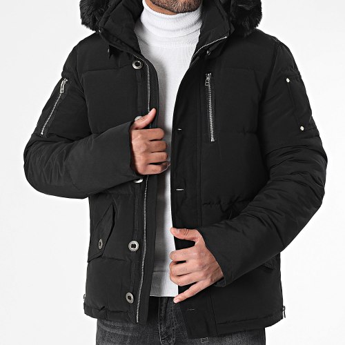 Doudoune Capuche Fourrure Noir