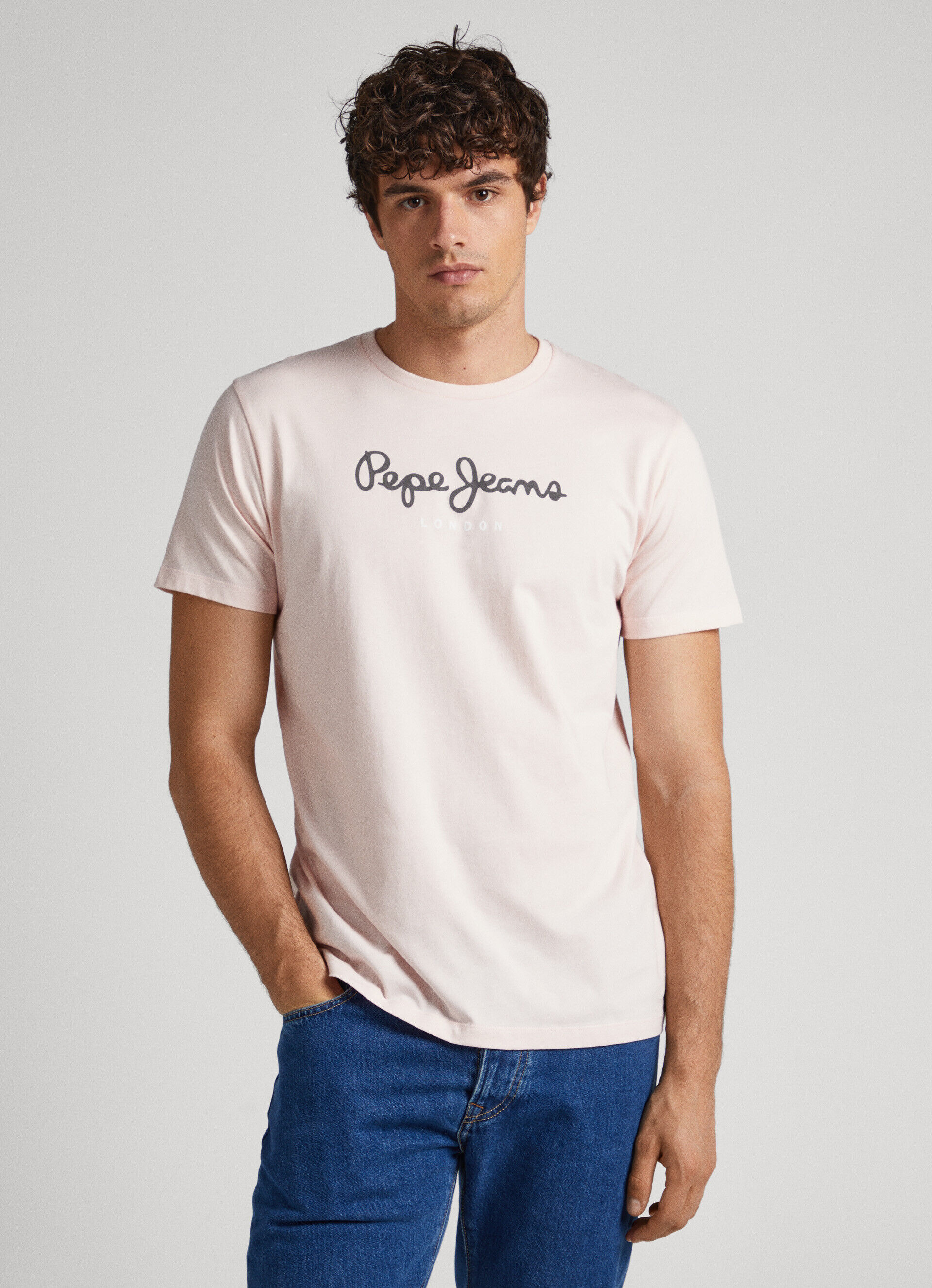 Camiseta de algodão com logo estampado - rosa vibrante