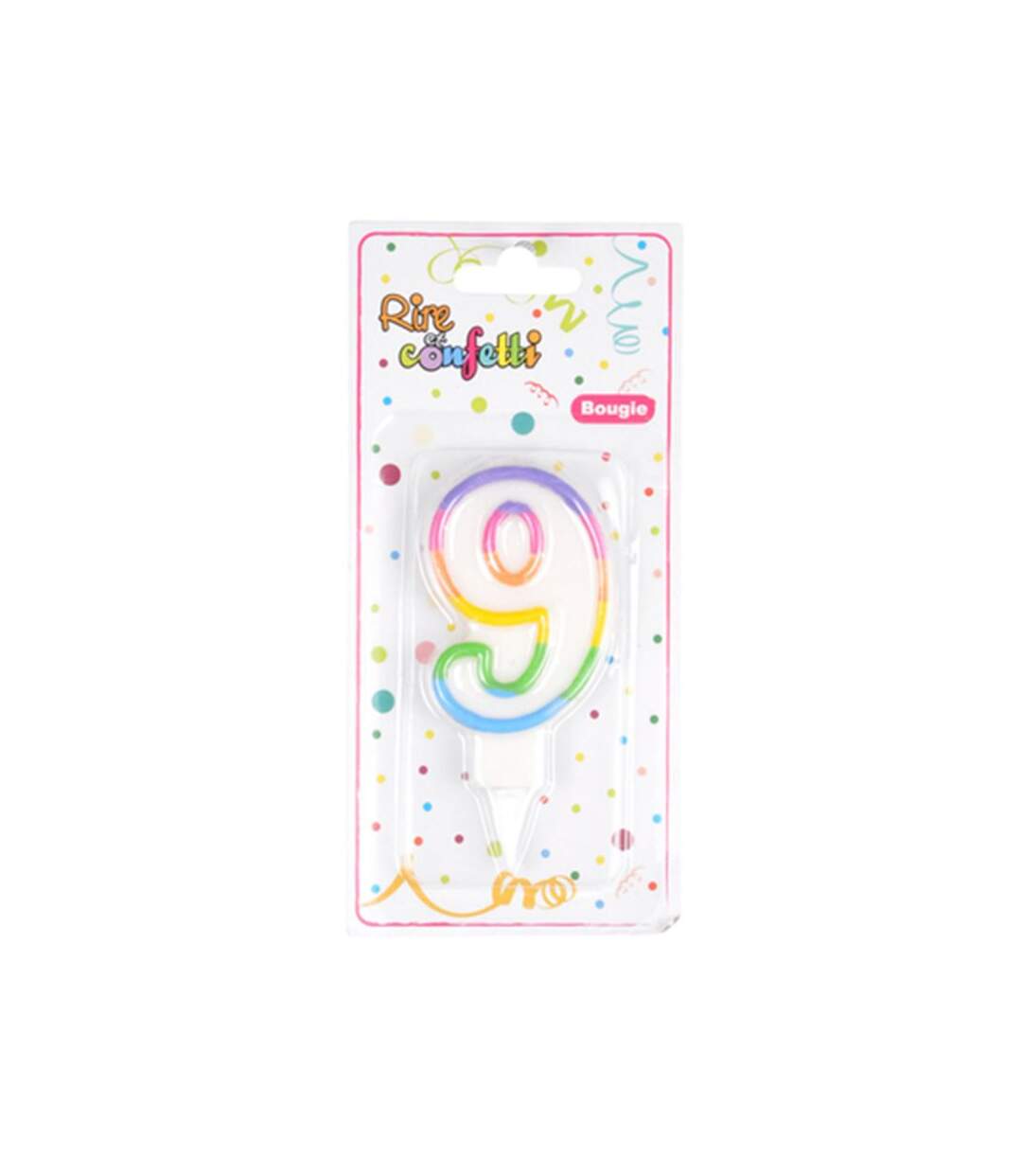 Paris Prix - Bougie D'anniversaire chiffre 9 7cm Multicolore