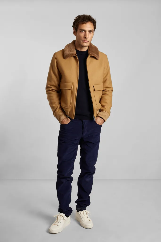 Blouson col effet mouton en laine vierge fabriqué en France L'Exception Paris