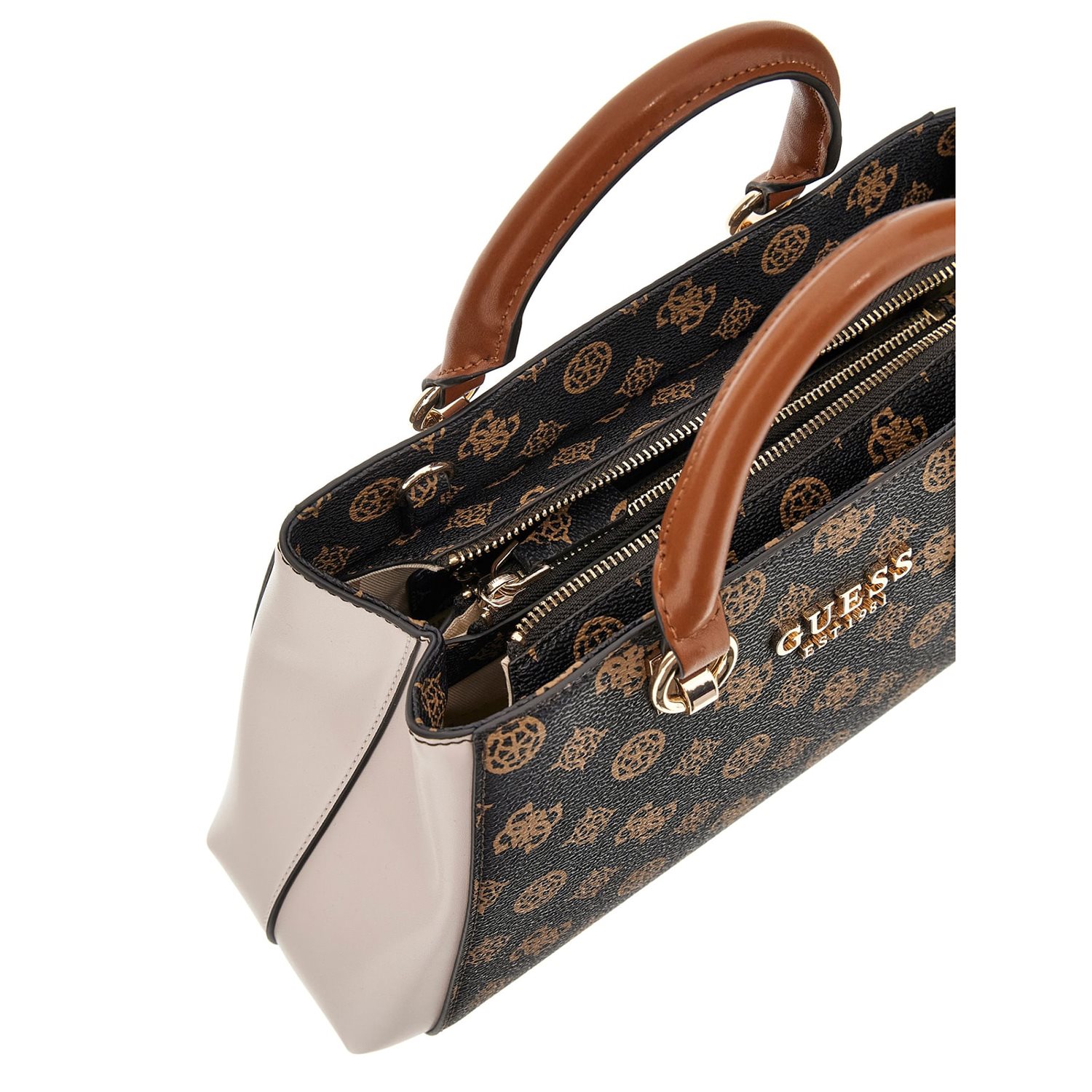 Guess Evelune Girlfriend Satchel mocha logo multi