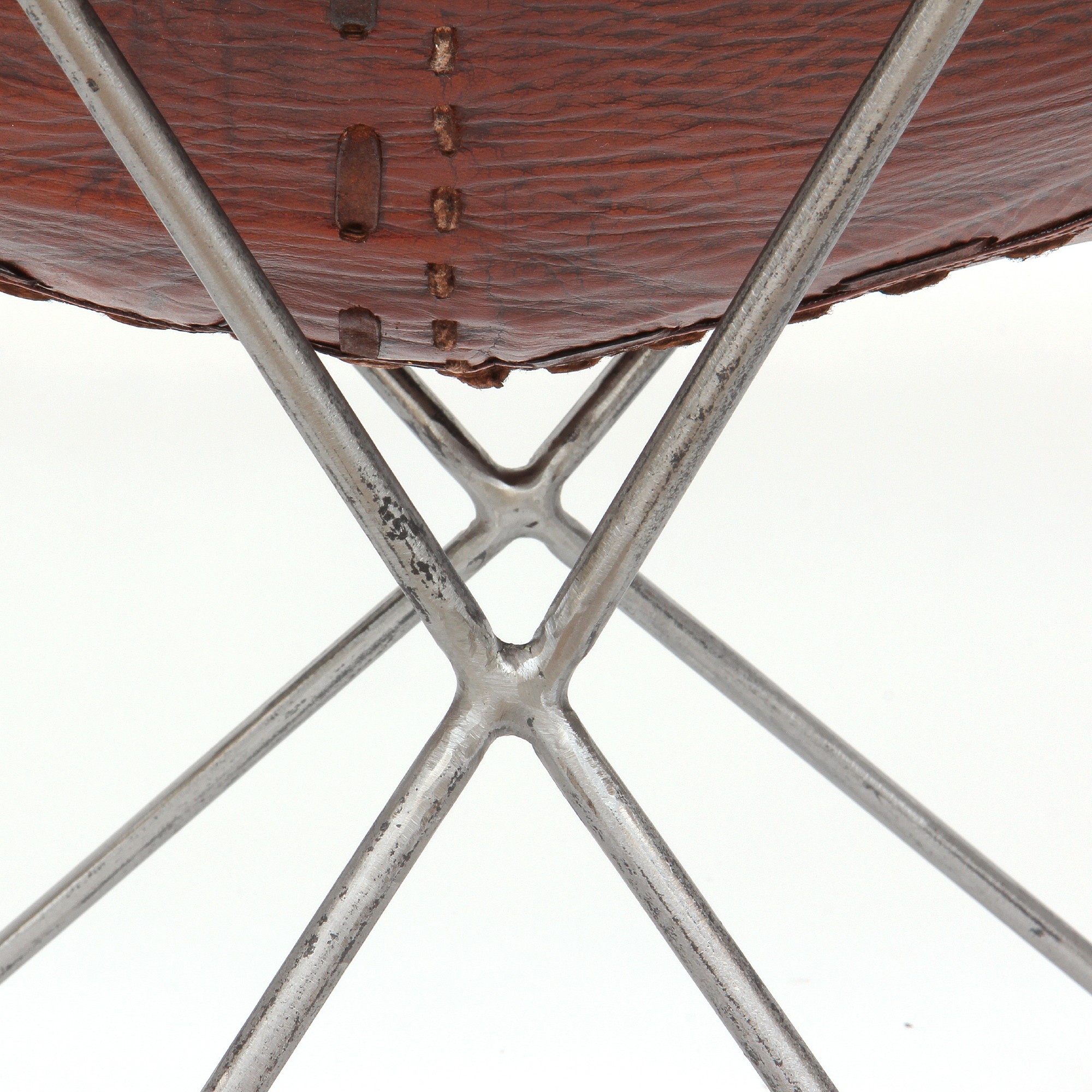 Lounger 'Max', cognac, vernickelt, T 76 cm, B 70 cm, H 90 cm von fischer's lagerhaus