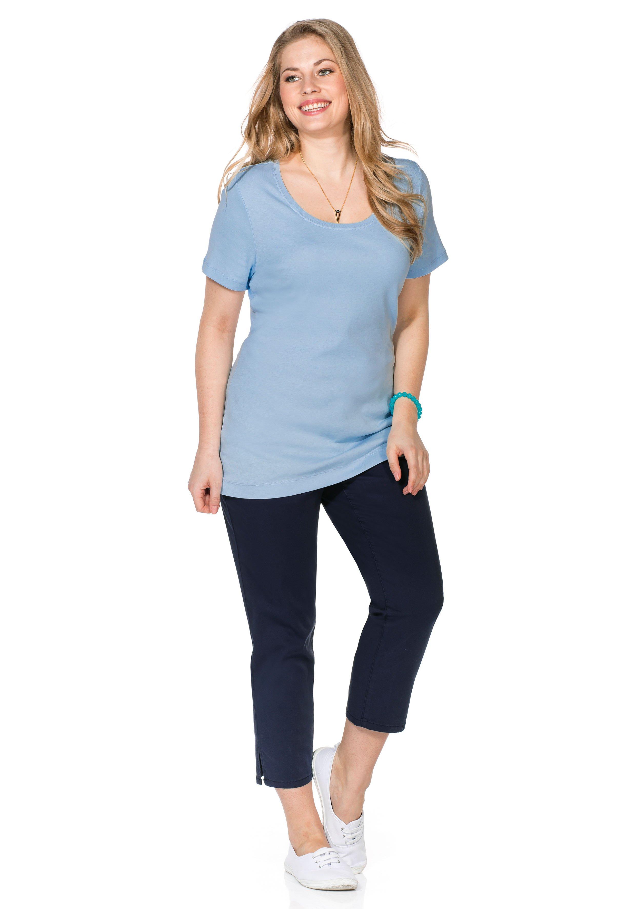 Schmale 7/8-Hose aus elastischem Baumwoll-Twill