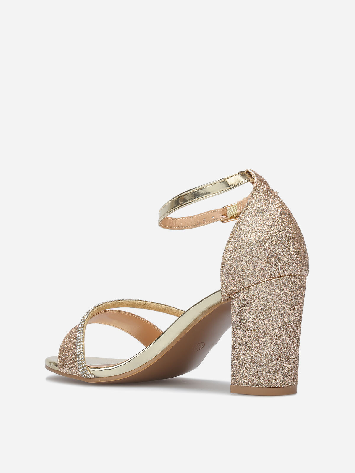 Sandales pailletées avec bride à strass- Doré