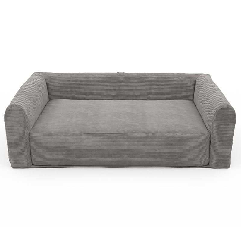 Panier pour chien leonard en tissu velours côtelé gris taille l