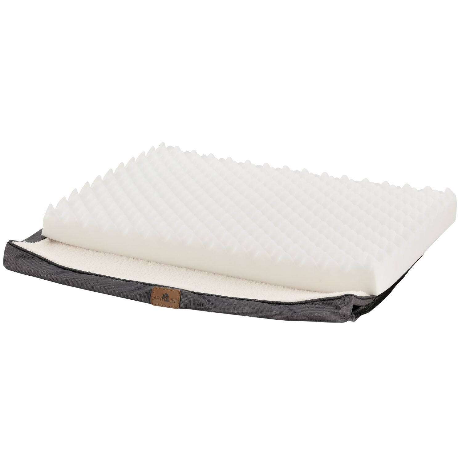 Juskys Hundebett Milow orthopädisch & flauschig - 76x51x8 cm - Bezug abnehmbar & waschbar – beige