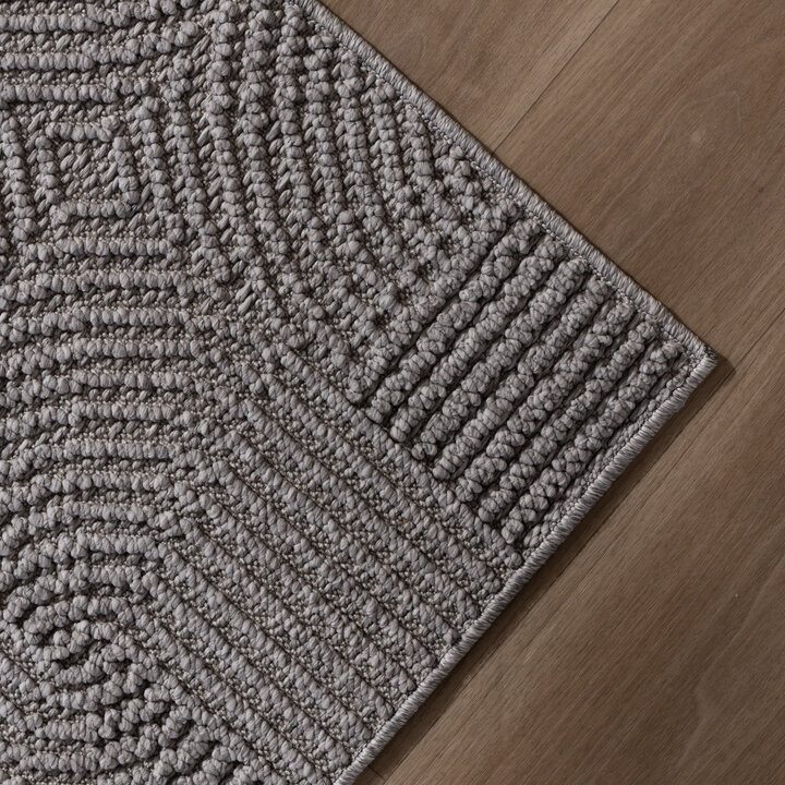 Loper vloerkleed - Hidde 3D Circles Grijs | Duurzaam design