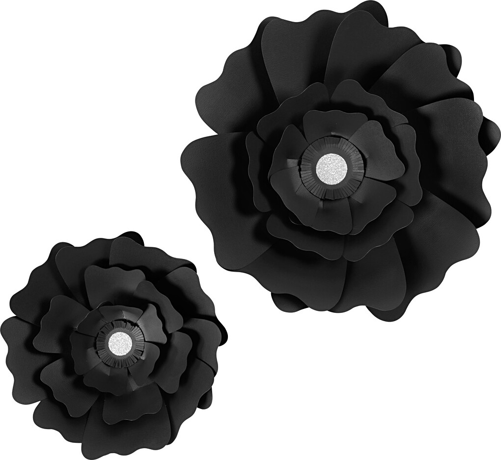 Papirblomster - Ø 15+25 CM - 230 G - Sort - 2 Stk