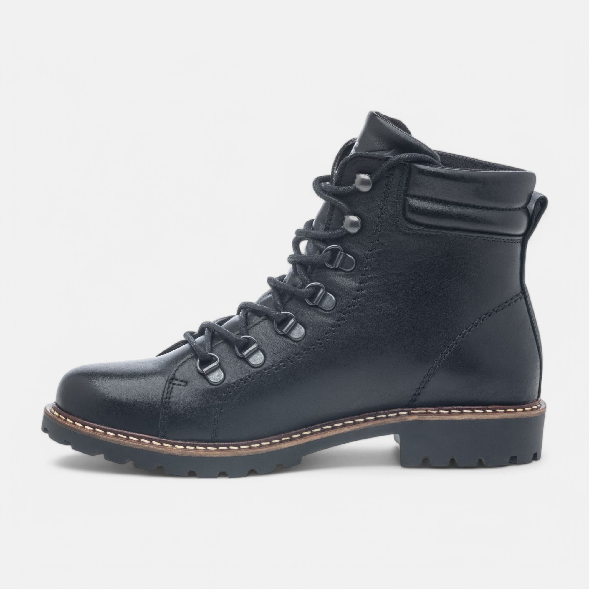 Bottines à lacets Femme en cuir noir