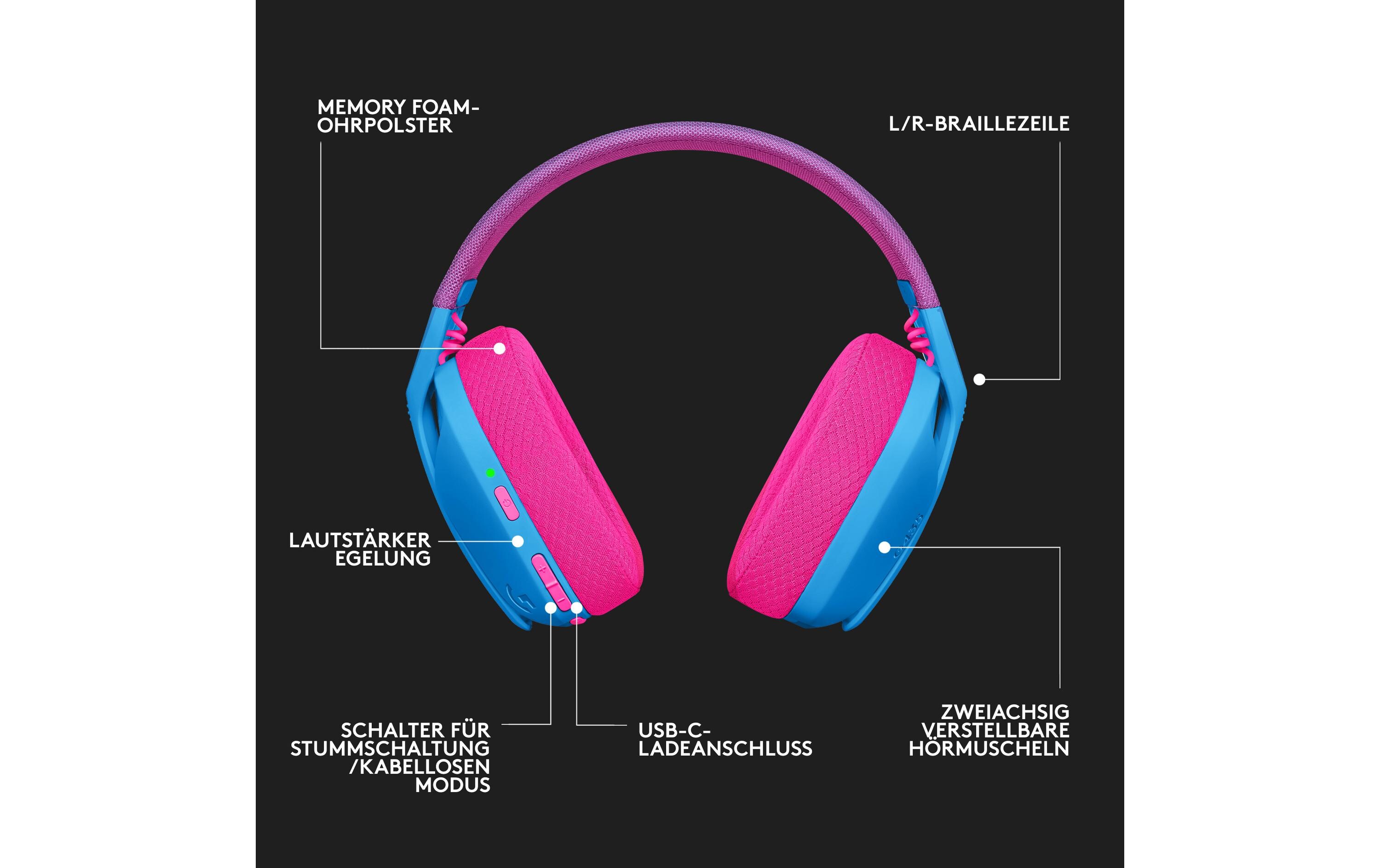 Headset G435 Gaming Lightspeed BlauKabelloses Gaming-Headset mit integrierten Beamforming-Mikrofonen und bis zu 18 Stunden Akkulaufzeit