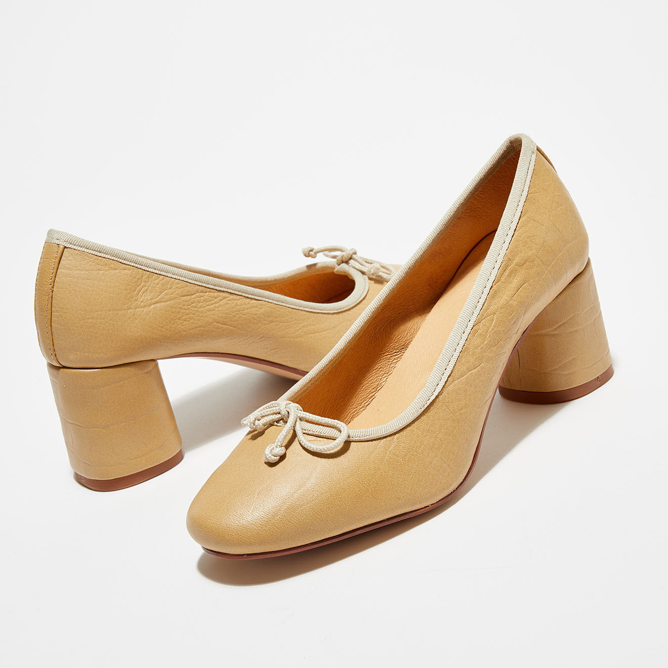 Quartier Latin Ballerines en Cuir Charlie jaunes - Talon 6 cm