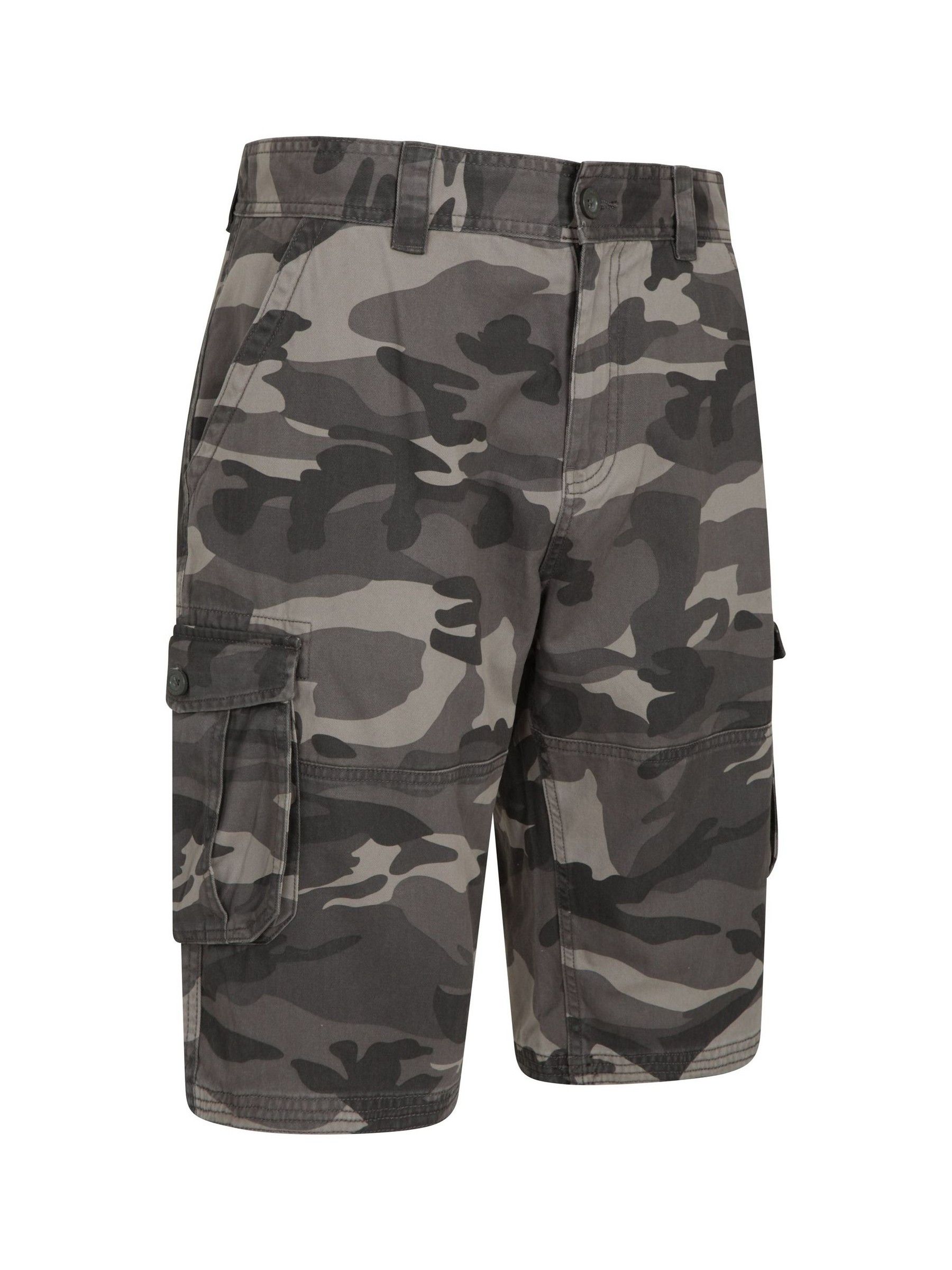 Zwart - Mountain Warehouse - 100% katoenen dunne cargoshort met camouflageprint voor heren